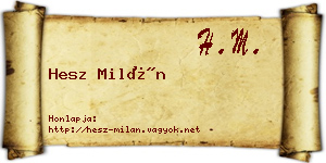 Hesz Milán névjegykártya